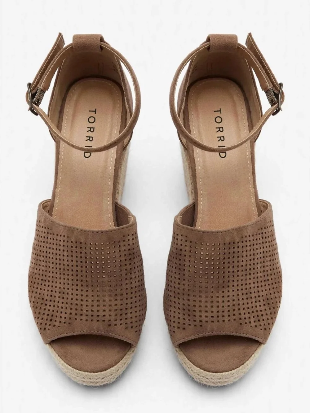 Torrid Tan Espadrille Platform Wedge Sandals with Ankle Strap